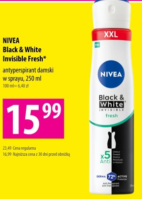 Antyperspirant damski w sprayu Black & White Invisible Fresh promocja w Hebe