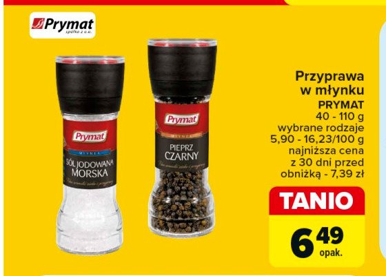 Pieprz czarny ziarnisty - młynek Prymat promocja