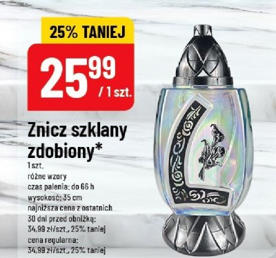 Znicz szklany zdobiony różne wzory promocja w POLOmarket