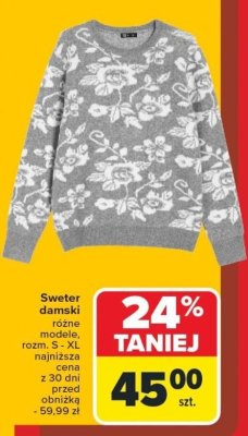 Sweter damski różne modele rozm. S - XL Carrefour promocja w Carrefour