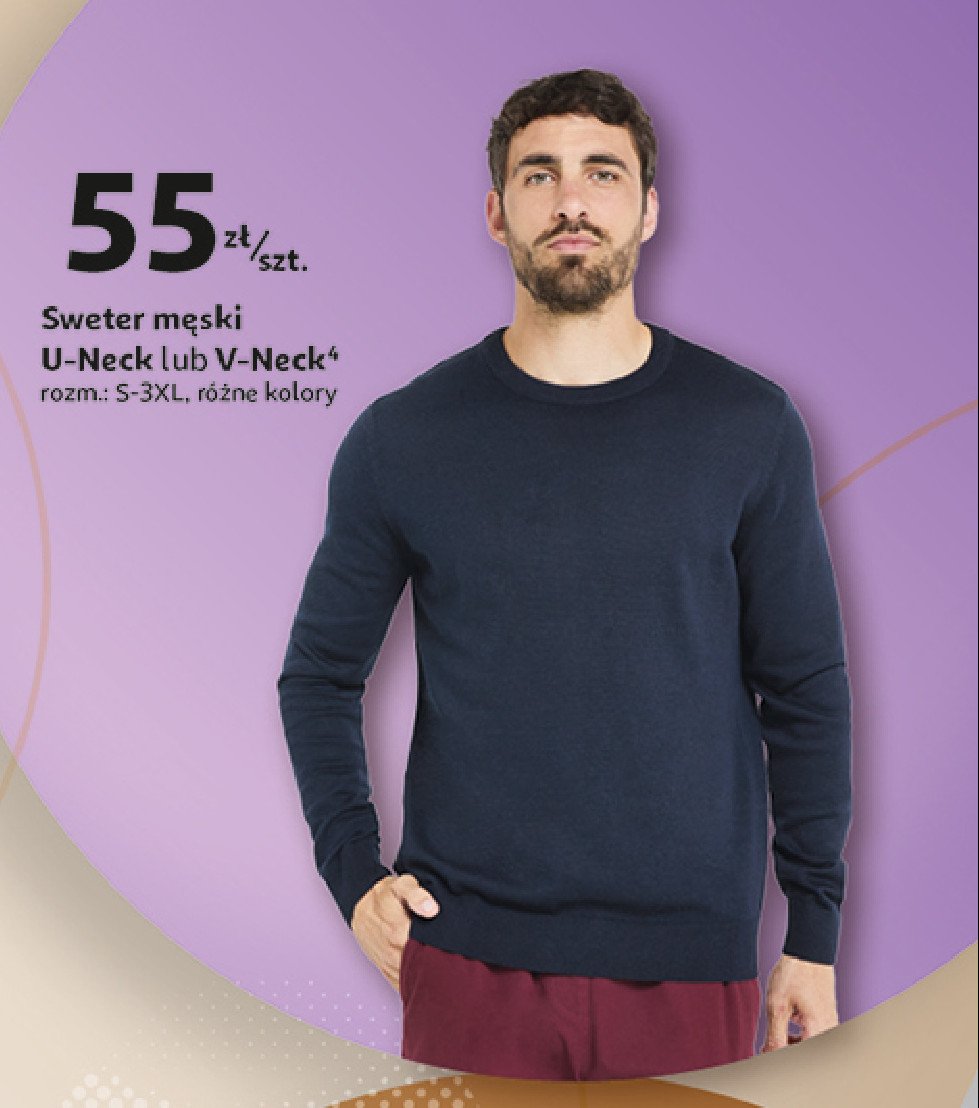 Sweter męski u-neck s -3xl Auchan inextenso promocja