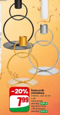 Świecznik metalowy 3 kolory, wys. 15 cm promocja w Dino