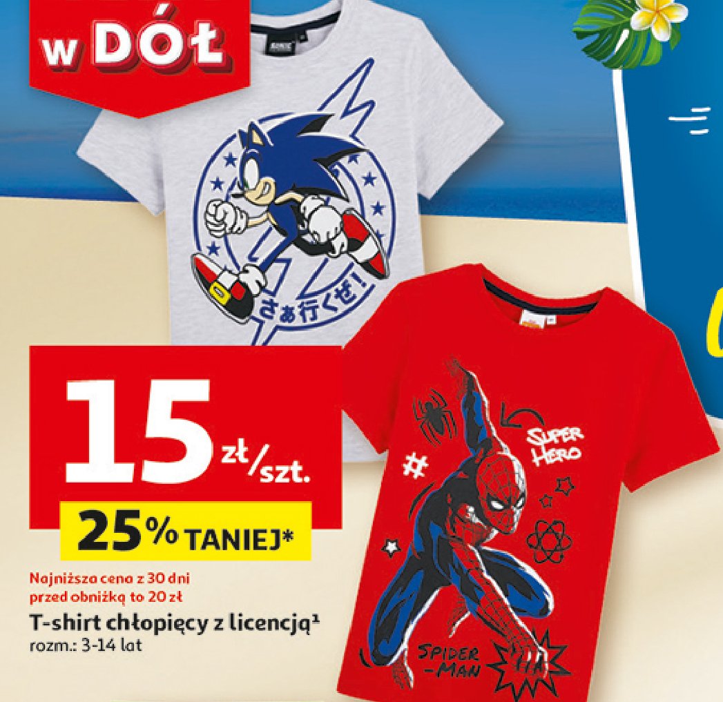 T-shirt chłopięcy 3-14 lat spiderman Auchan inextenso promocja
