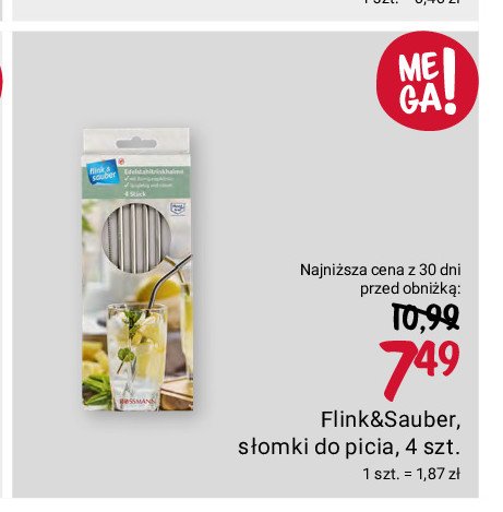 Słomki do picia ze stali nierdzewnej Flink & sauber promocja