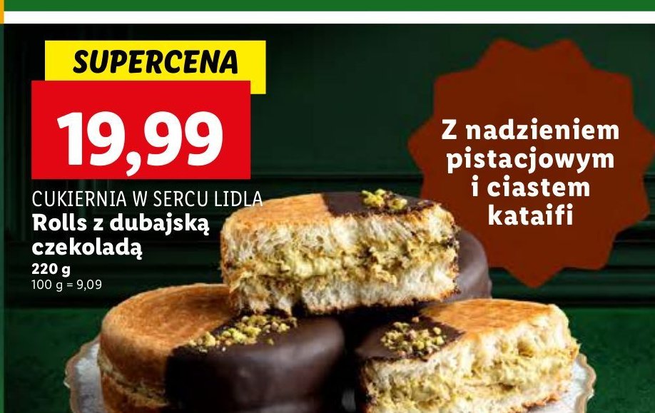 Rolls z ciasta francuskiego z nadzieniem pistacjowym i czekoladowym promocja w Lidl