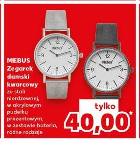 Zegarek kwarcowy biały pasek Mebus promocja w Kaufland