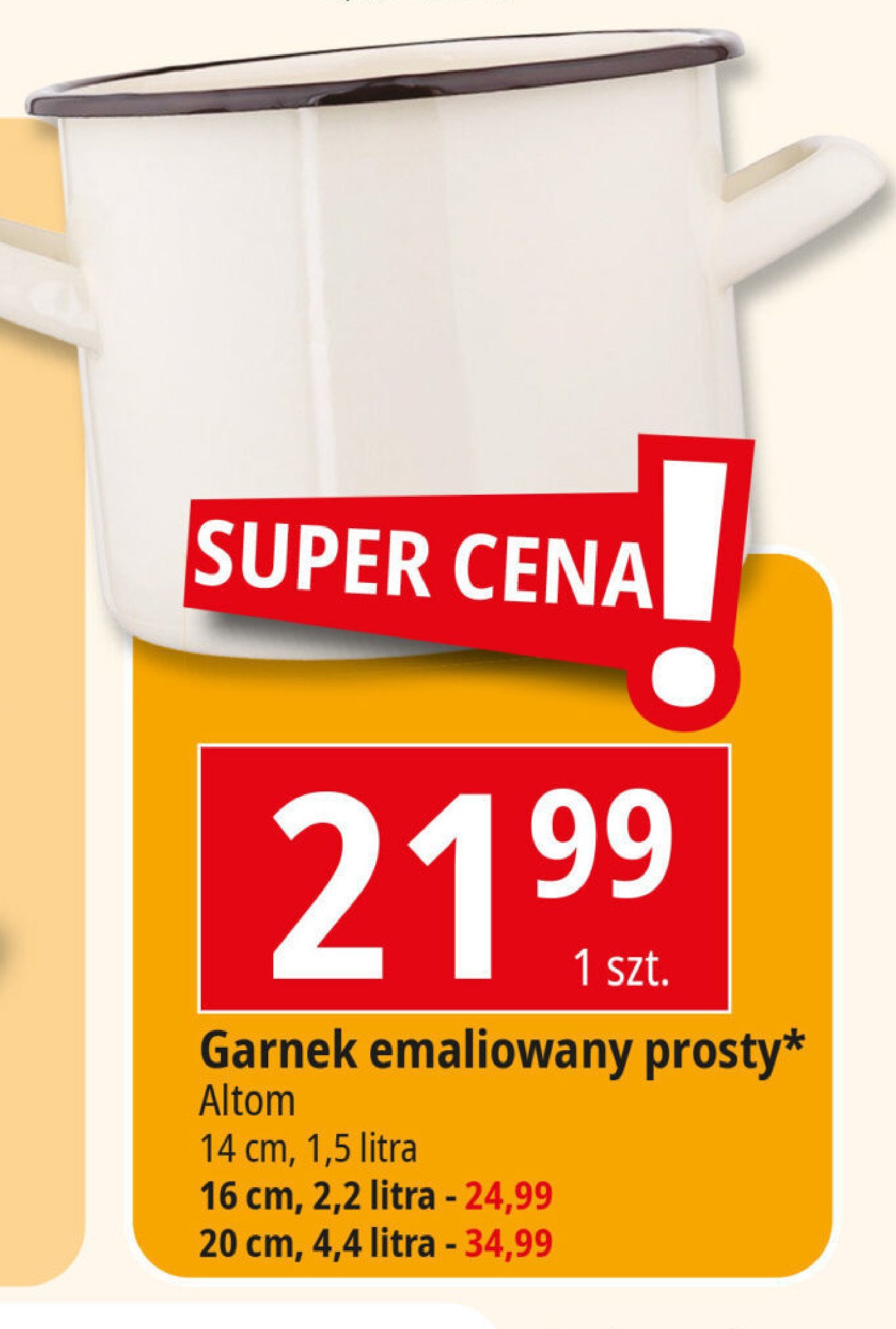 Garnek emaliowany prosty 16 cm Altom promocja