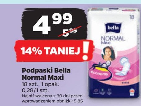 Podpaski Bella normal maxi promocja w Netto