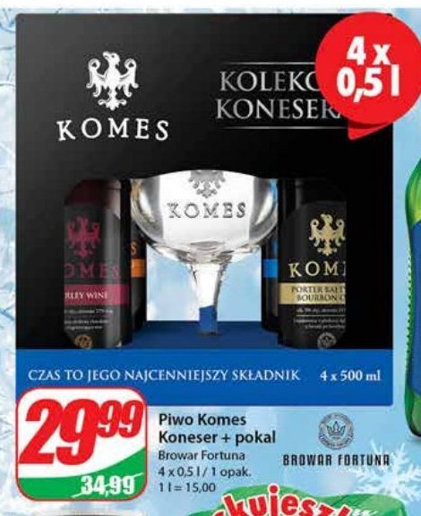 Piwo + pokal Komes porter bałtycki + komes porter malinowy + komes płatki dębowe + komes russian imperial stout promocja