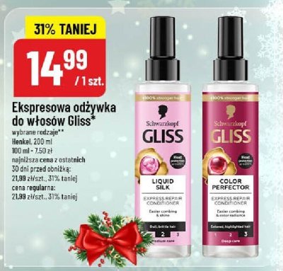 Ekspresowa odżywka do włosów Gliss Liquid Silk lub Color Perfector promocja w POLOmarket