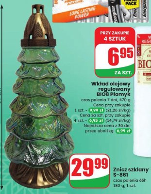 Wkład olejowy regulowany BIO8 Płomyk czas palenia 7 dni, 470 g promocja w Dino