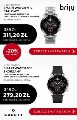 Smartwatch Garett V10 Skórzany Srebrno-Czarny promocja w Briju