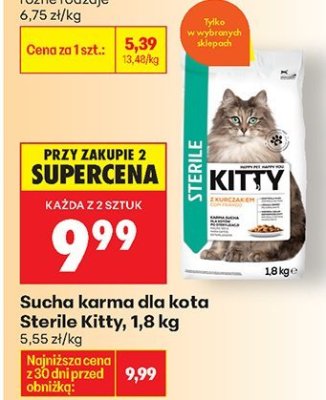 Sucha karma dla kota Sterile Kitty 1,8kg promocja w Biedronka