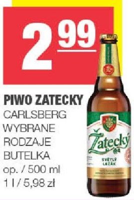 Piwo Żatecky Carlsberg wybrane rodzaje butelka promocja w SPAR