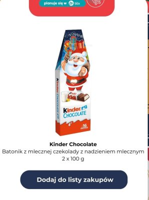 Batonik z mlecznej czekolady z nadzieniem mlecznym 2 x 100 g promocja w Dino