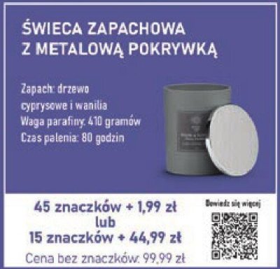 Świeca zapachowa z metalową pokrywką promocja w Stokrotka