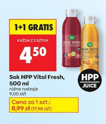 Sok HPP Vital Fresh, 500 ml promocja w Biedronka