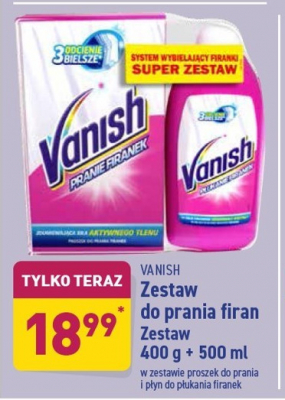 Zestaw do prania firan: p艂yn do prania 500 ml + proszek do p艂ukania 400 g Vanish pranie firanek promocja