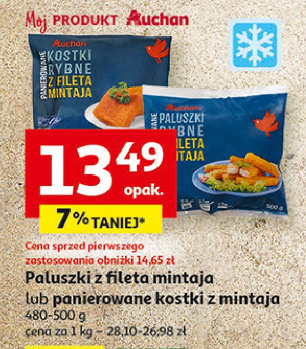 Paluszki rybne z fileta mintaja Auchan różnorodne (logo czerwone) promocja