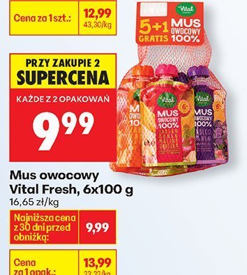 Mus owocowy Vital Fresh, 6x100 g promocja w Biedronka