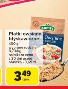 Płatki owsiane błyskawiczne Kupiec promocja w Carrefour