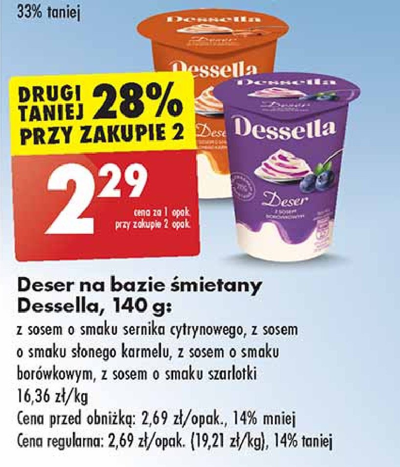 Deser na bazie śmietany z sosem o smaku sernika cytrynowego Dessella promocja