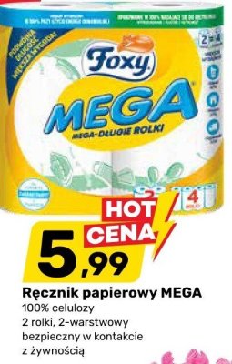 Ręcznik papierowy Foxy MEGA 2 rolki 100% celulozy promocja w Bricomarche