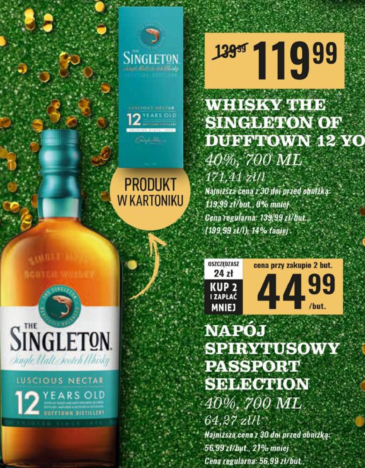 Whisky + karton The singleton 12yo promocja