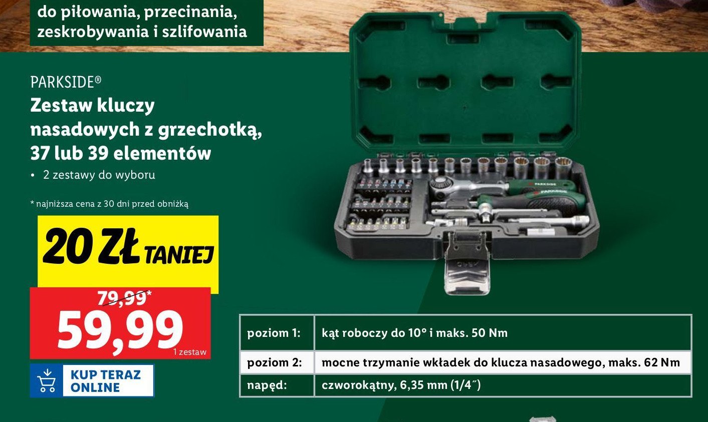 Zestaw kluczy nasadowych z grzechotką Parkside promocja w Lidl