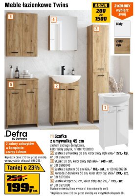 Szafka z umywalką 50 cm kolor złoty dąb promocja w OBI