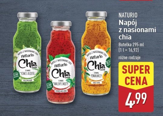 Napój chia pomarańcza Naturio chia promocja w Aldi