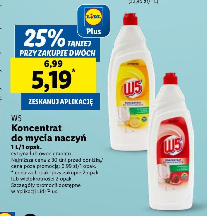 Płyn do mycia naczyń cytryna W5 promocja