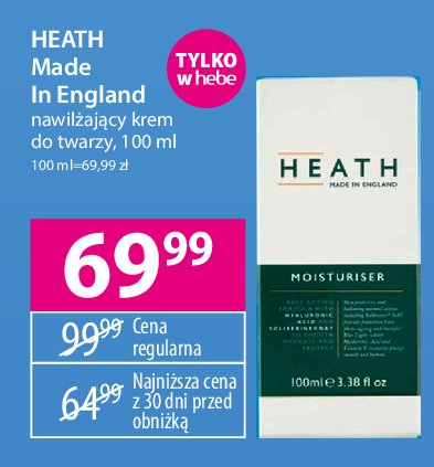 Krem nawilżający do twarzy Heath made in england promocja