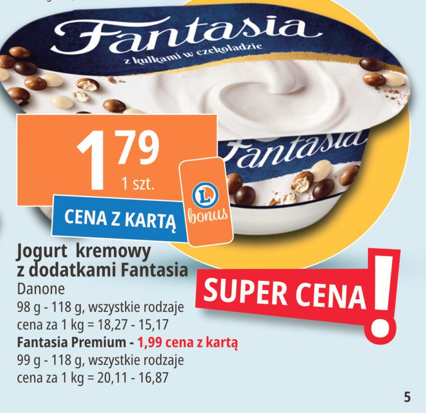Jogurt z kulkami w czekoladzie Danone fantasia promocja w Leclerc
