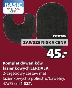 Komplet dywaników łazienkowych LERDALA 2-częściowy zestaw mat łazienkowych z poliestru/bawełny. 47x75 cm promocja w Jysk