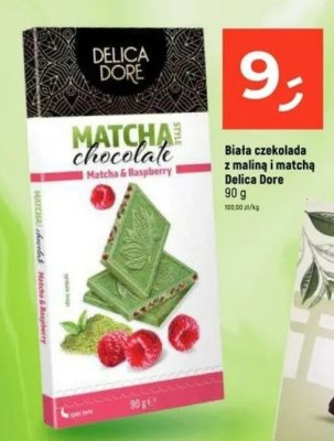 Biała czekolada z maliną i matchą Delica Dore promocja w Dealz