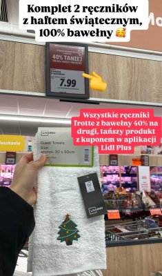 Komplet 2 ręczników z haftem świątecznym 100% bawełny promocja w Lidl