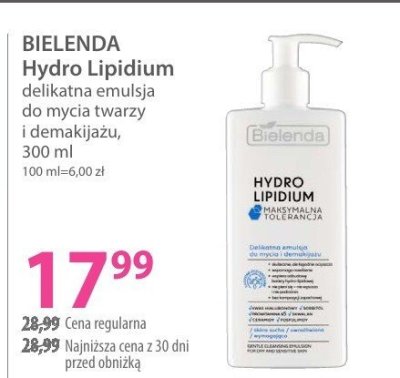 Emulsja BIELENDA Hydro Lipidium delikatna emulsja do mycia twarzy i demakijażu promocja w Hebe