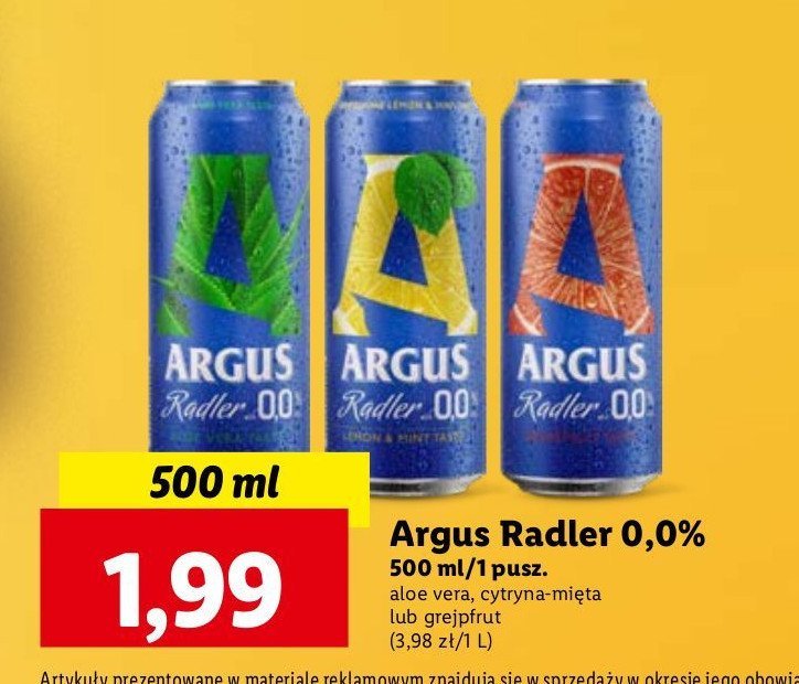 Piwo Argus radler aloe vera promocja