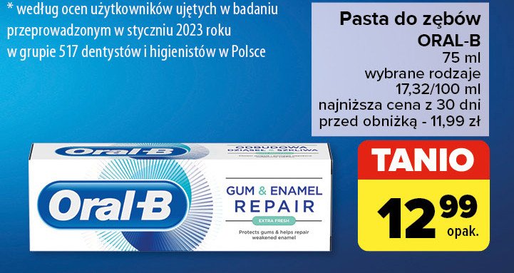 Pasta do zębów extra fresh Oral-b gum & enamel repair promocja