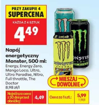 Napój energetyczny 500 ml, różne rodzaje promocja w Biedronka