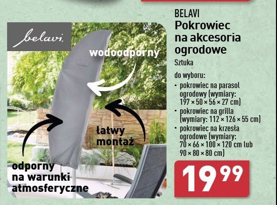 Pokrowiec na krzesło ogrodowe 90 x 80 x 80 cm BELAVI promocja