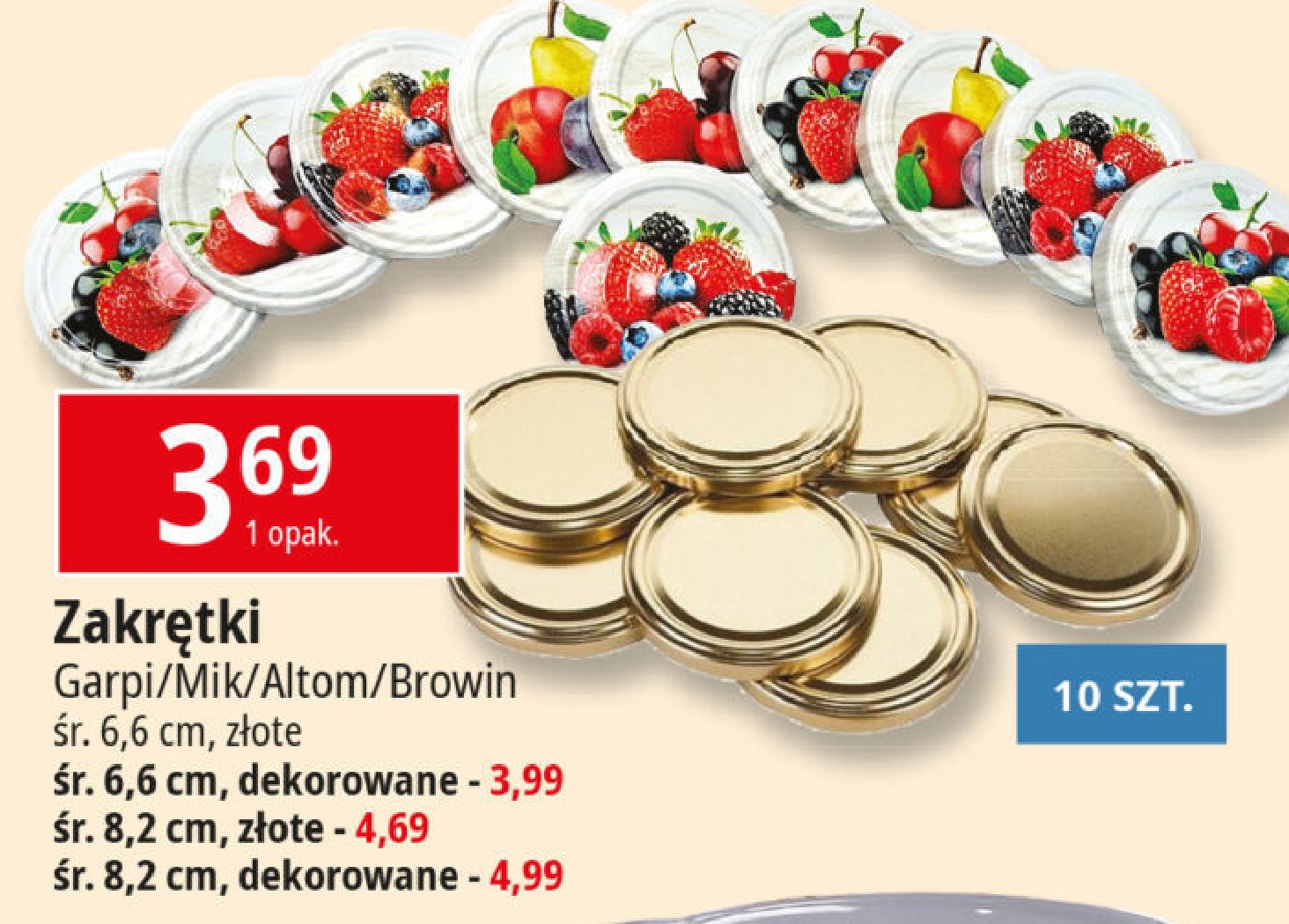 Zakrętki złote 8.2 cm Altom promocja