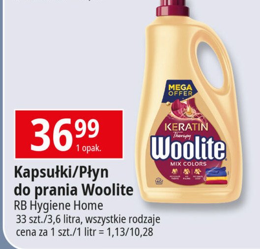 Kapsułki do prania mix colors Woolite keratin promocja