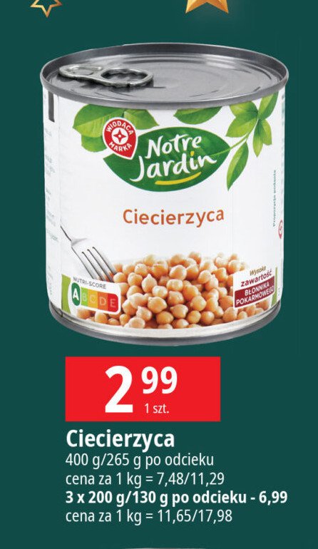 Ciecierzyca konserwowa Wiodąca marka notre jardin promocja w Leclerc