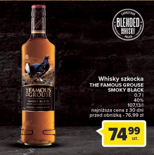 Whiskey THE FAMOUS GROUSE SMOKY BLACK promocja