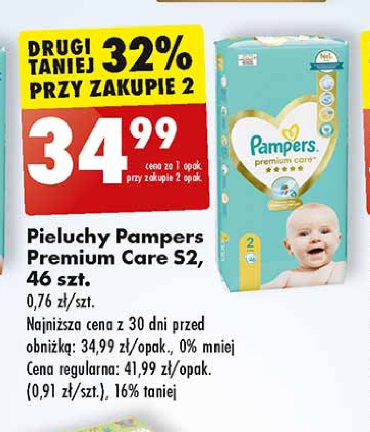 Pieluchy dla dzieci 2 Pampers premium care promocja