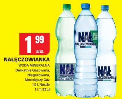 Woda mineralna Nałęczowianka Delikatnie Gazowana, Niegazowana, Mocniejszy Gaz 1,5 l Nestle promocja w Chorten