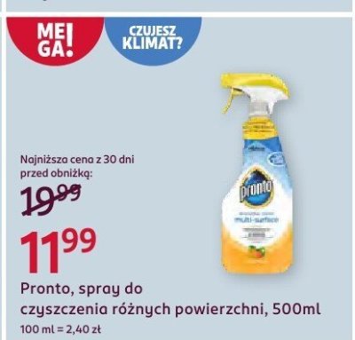 Spray do czyszczenia różnych powierzchni Pronto, 500ml promocja w Rossmann
