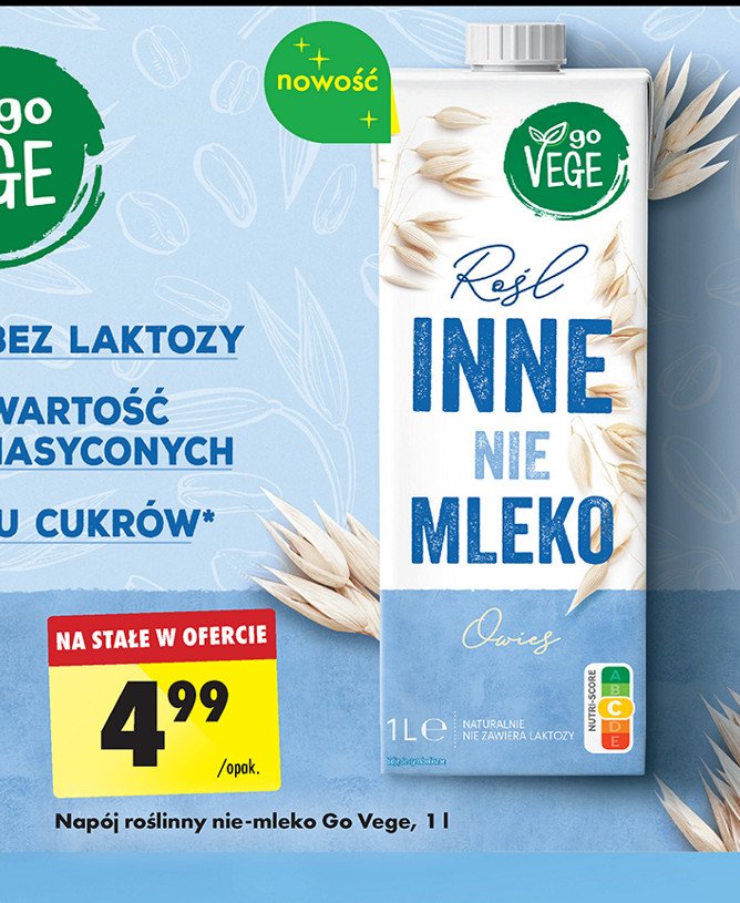 Napój roślinny nie-mleko owies Govege promocja w Biedronka